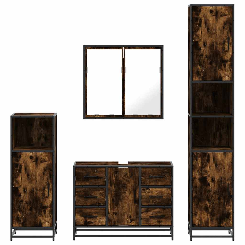 4 Piece Bathroom Furniture Set Engineered Wood