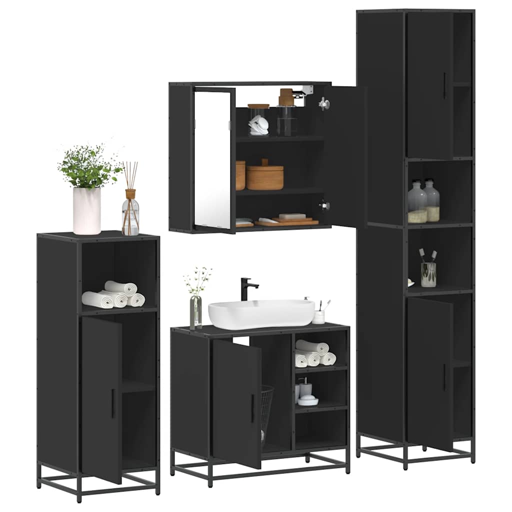 4 Piece Bathroom Furniture Set Engineered Wood
