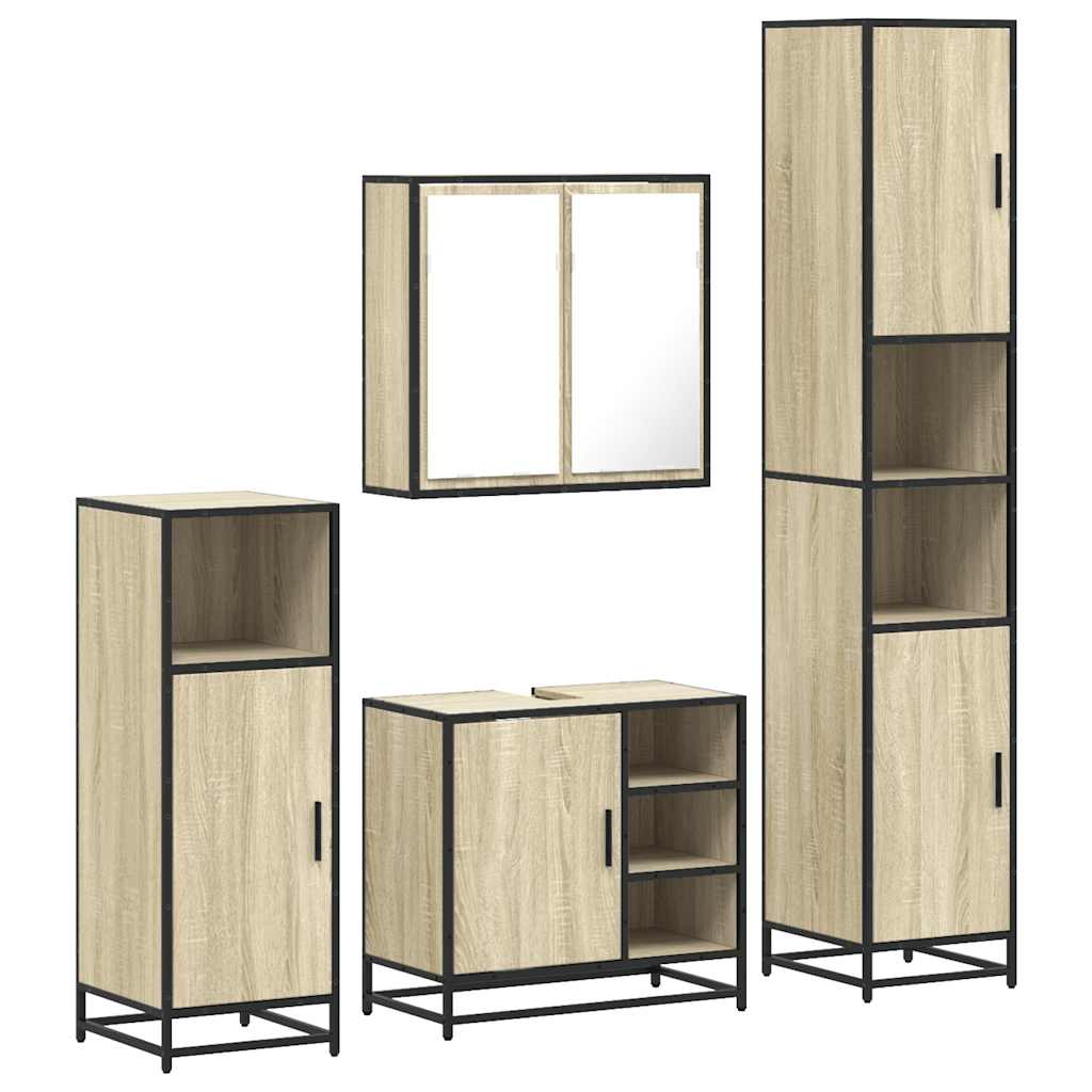4 Piece Bathroom Furniture Set Engineered Wood