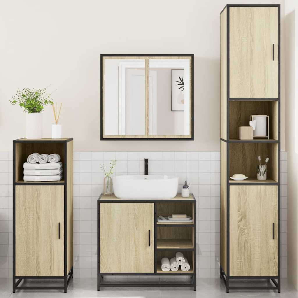 4 Piece Bathroom Furniture Set Engineered Wood