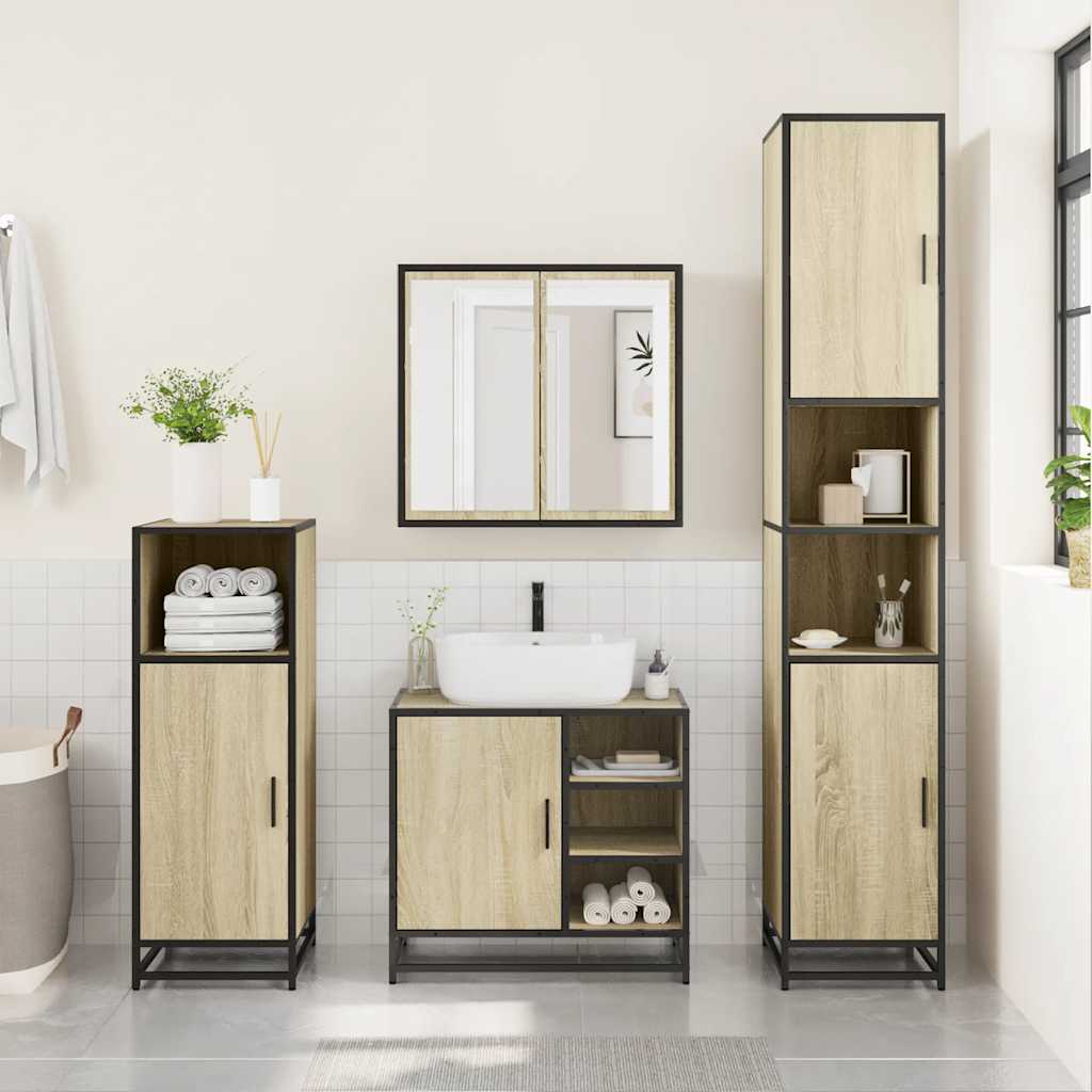 4 Piece Bathroom Furniture Set Engineered Wood