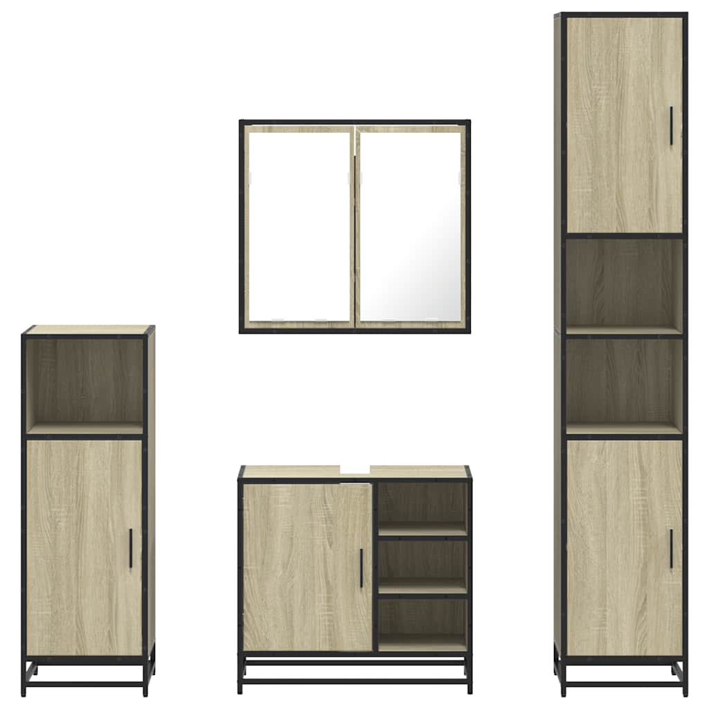 4 Piece Bathroom Furniture Set Engineered Wood