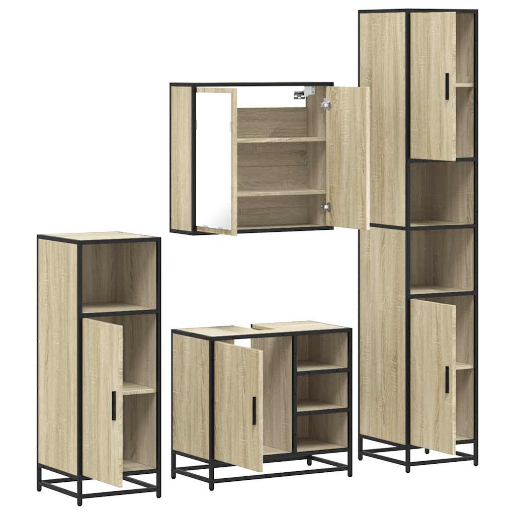 4 Piece Bathroom Furniture Set Engineered Wood