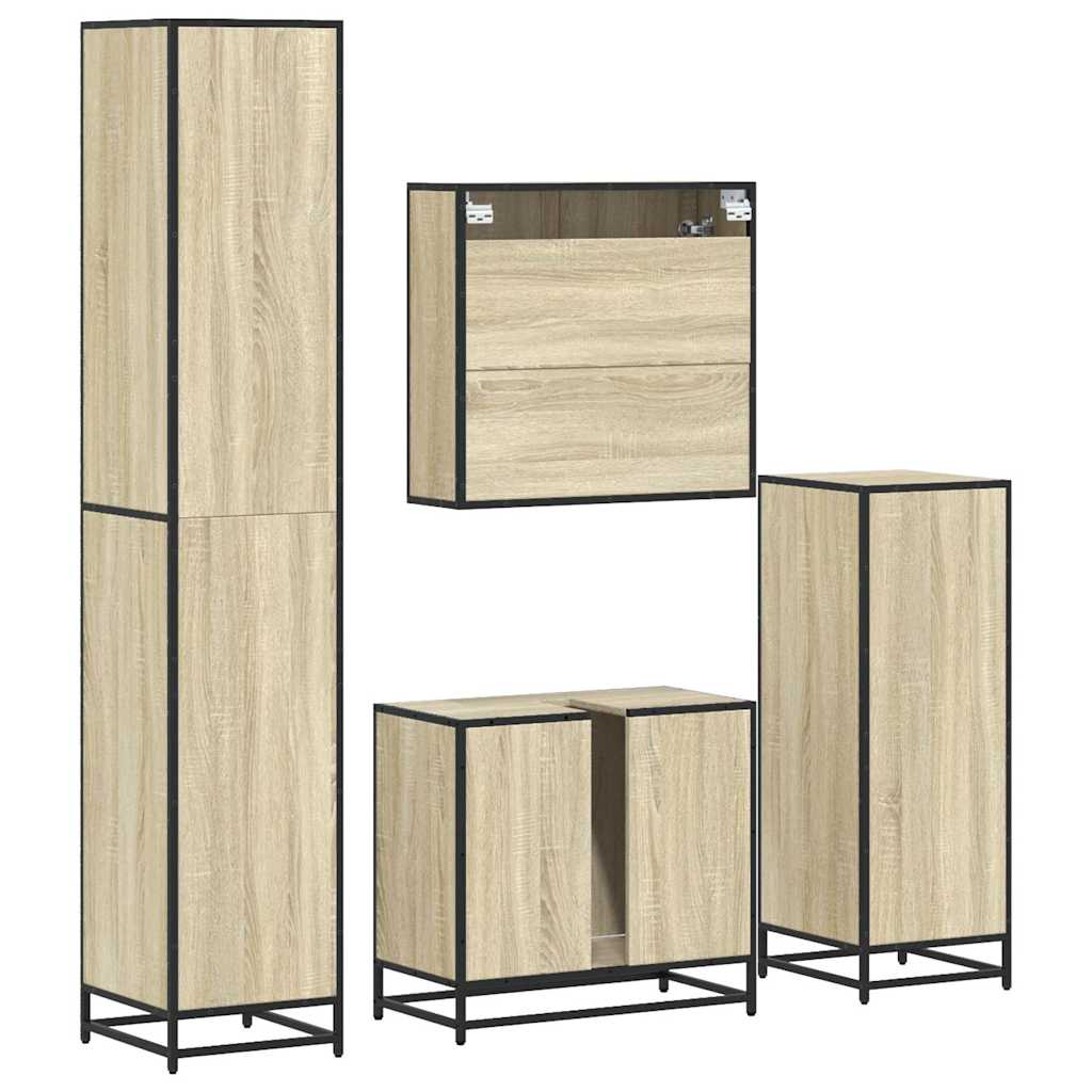 4 Piece Bathroom Furniture Set Engineered Wood