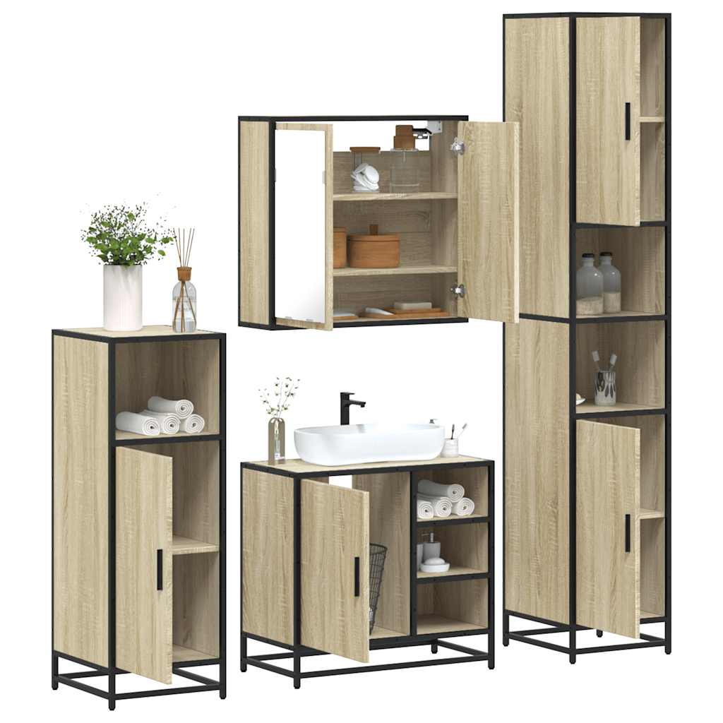 4 Piece Bathroom Furniture Set Engineered Wood