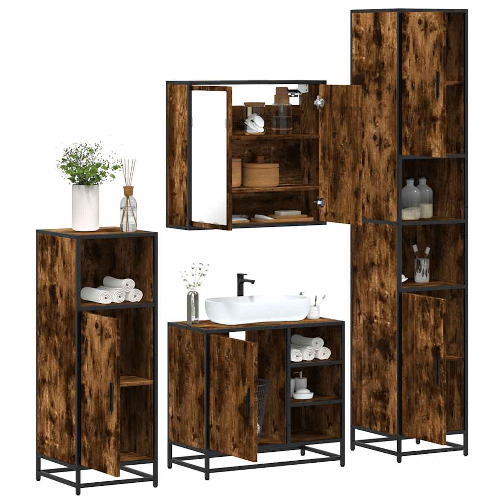 4 Piece Bathroom Furniture Set Engineered Wood