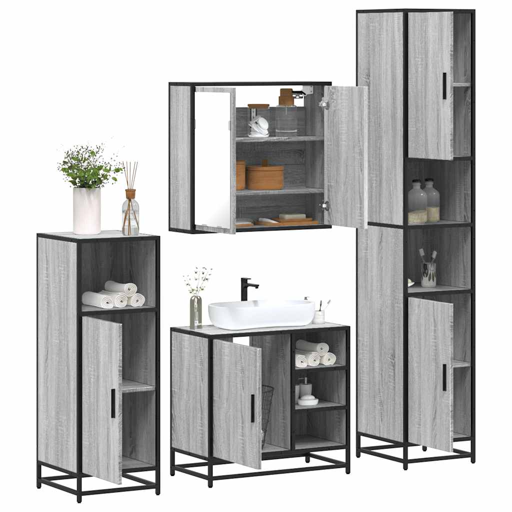 4 Piece Bathroom Furniture Set Engineered Wood