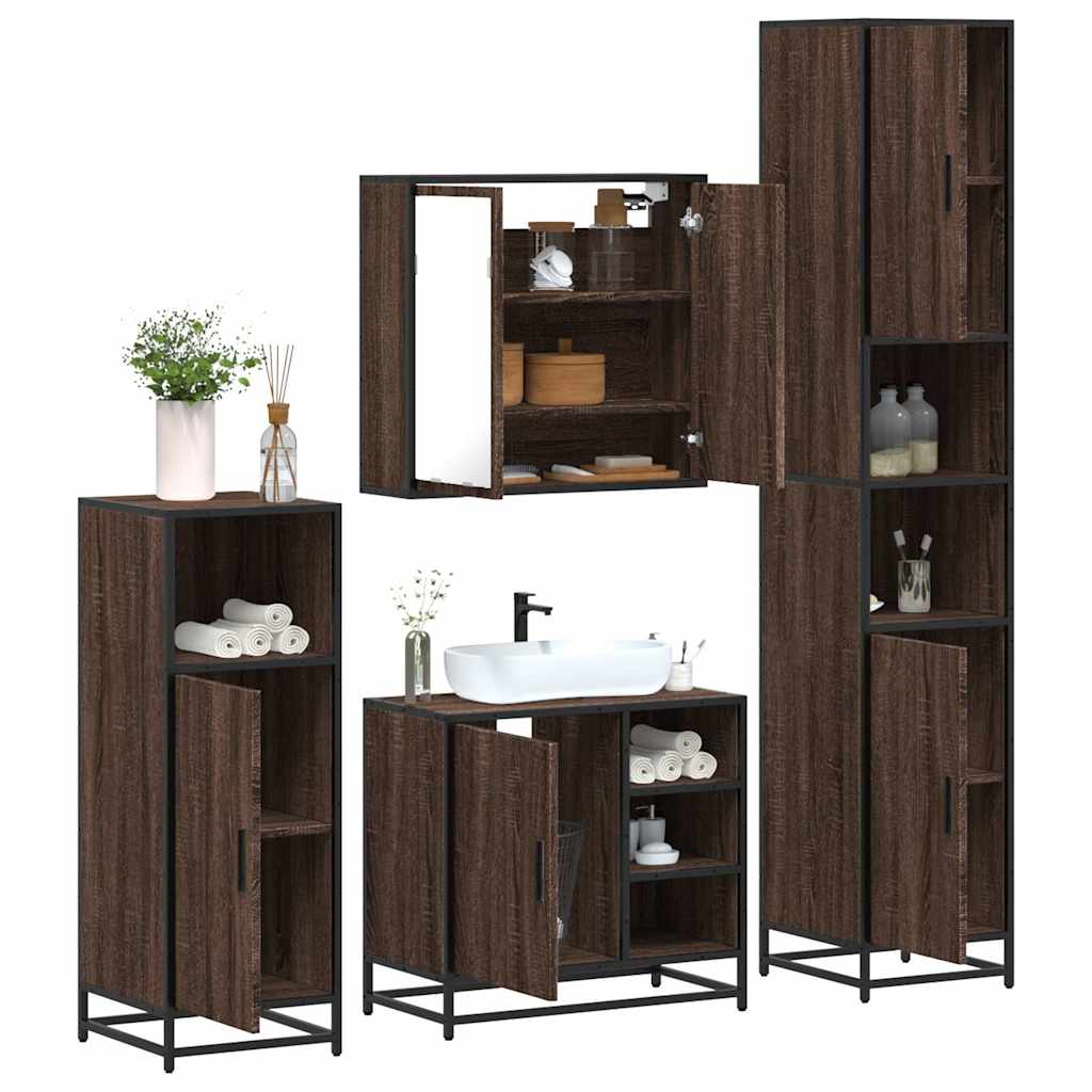 4 Piece Bathroom Furniture Set Engineered Wood