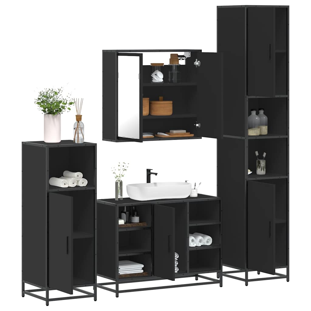 4 Piece Bathroom Furniture Set Engineered Wood