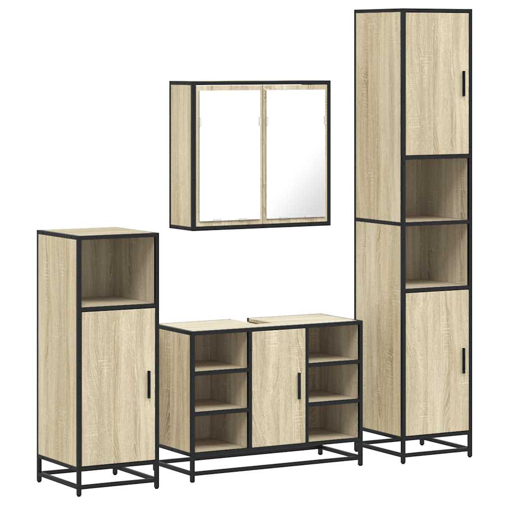 4 Piece Bathroom Furniture Set Engineered Wood