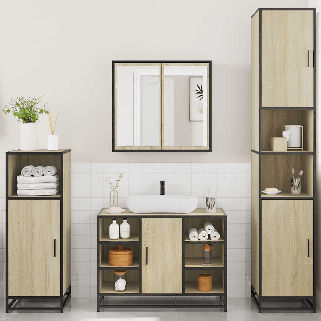 4 Piece Bathroom Furniture Set Engineered Wood