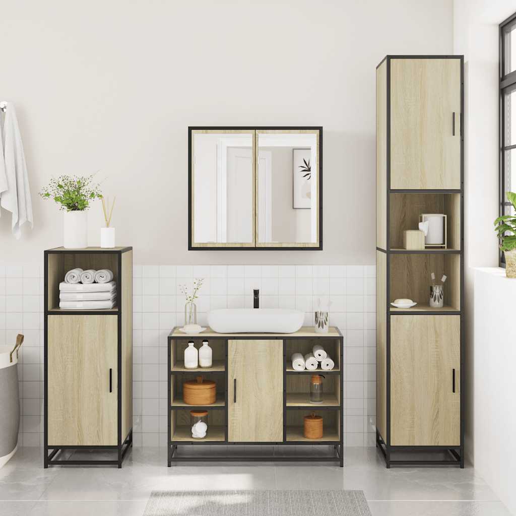4 Piece Bathroom Furniture Set Engineered Wood