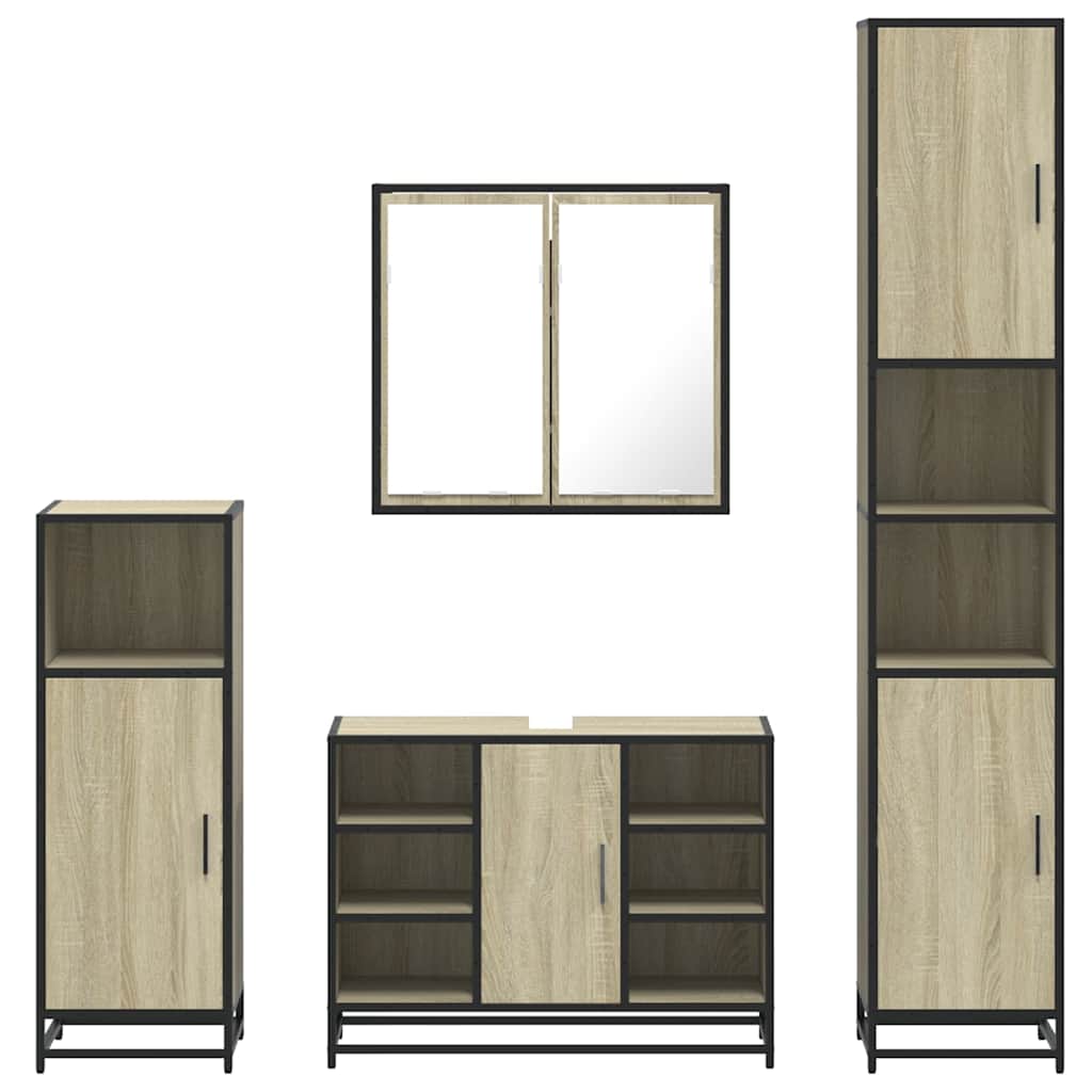 4 Piece Bathroom Furniture Set Engineered Wood