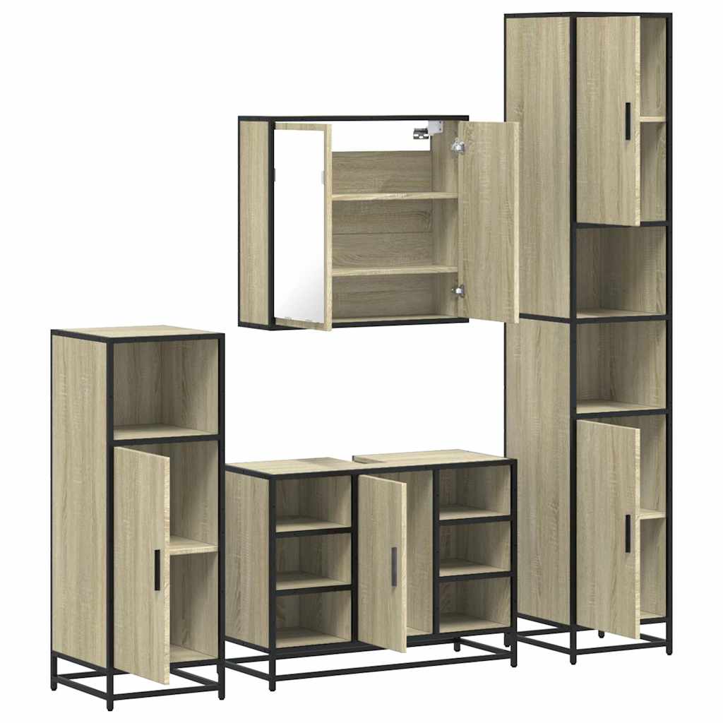 4 Piece Bathroom Furniture Set Engineered Wood