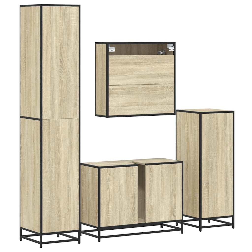 4 Piece Bathroom Furniture Set Engineered Wood