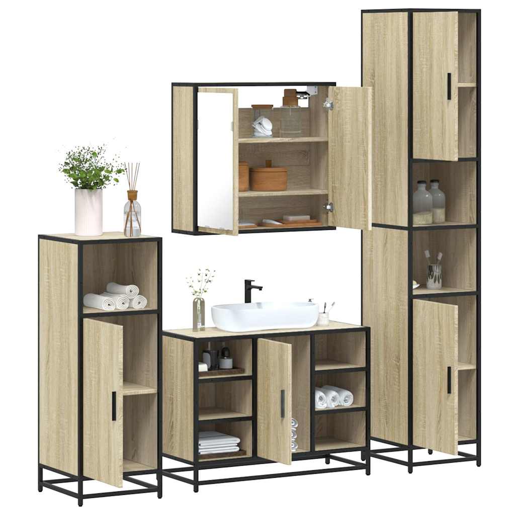 4 Piece Bathroom Furniture Set Engineered Wood