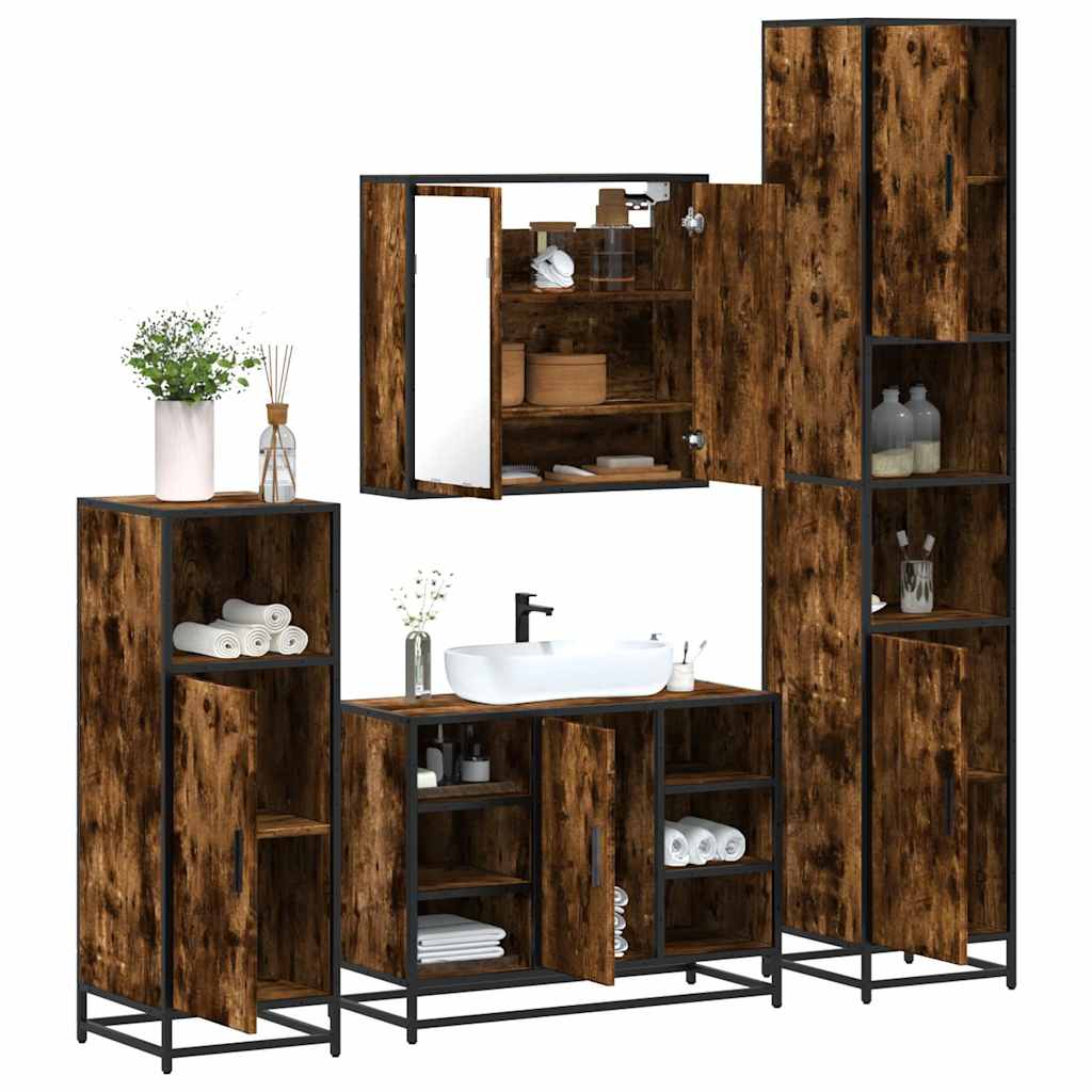 4 Piece Bathroom Furniture Set Engineered Wood