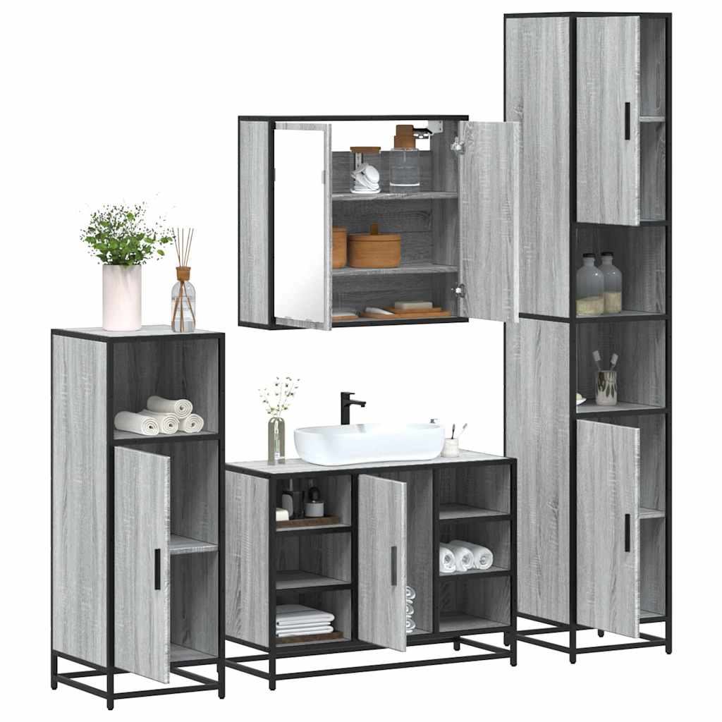 4 Piece Bathroom Furniture Set Engineered Wood