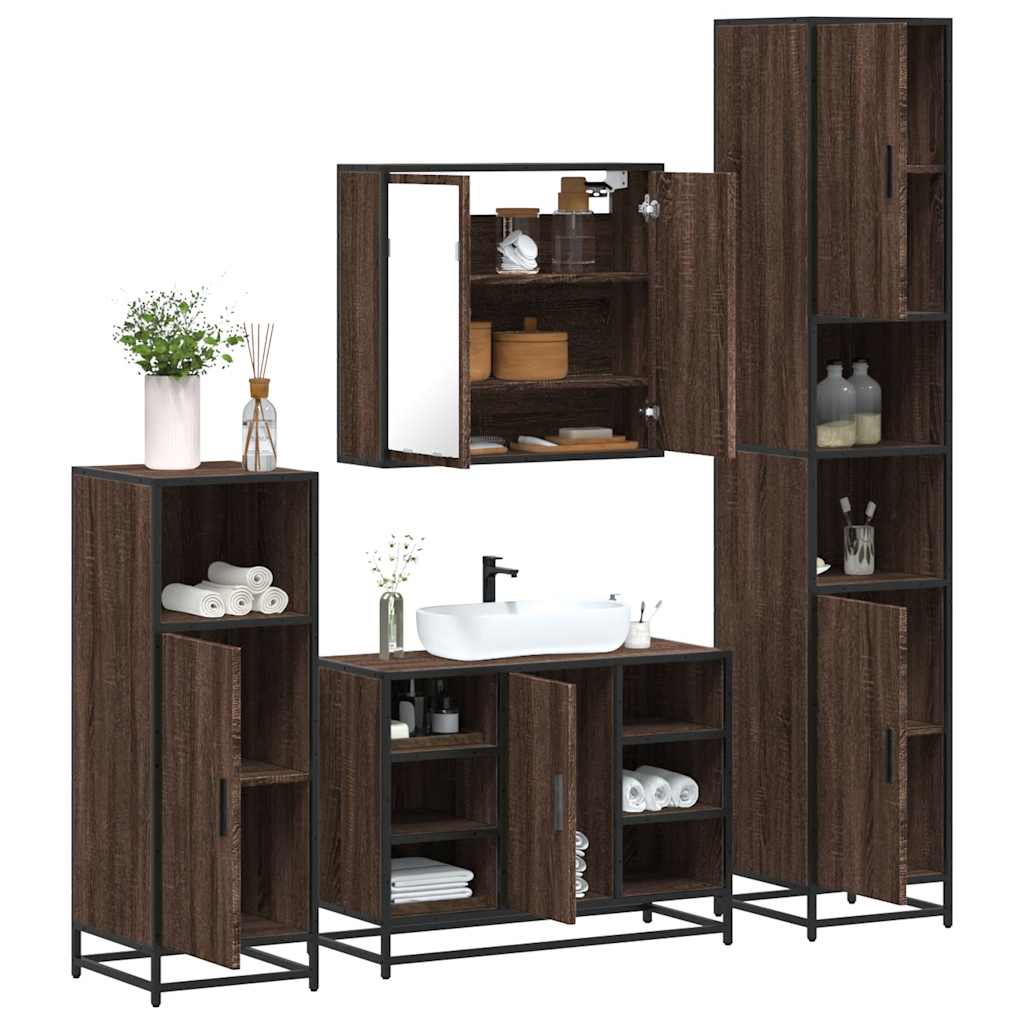 4 Piece Bathroom Furniture Set Engineered Wood