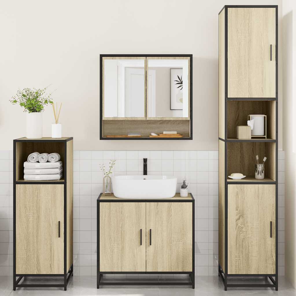 4 Piece Bathroom Furniture Set Engineered Wood