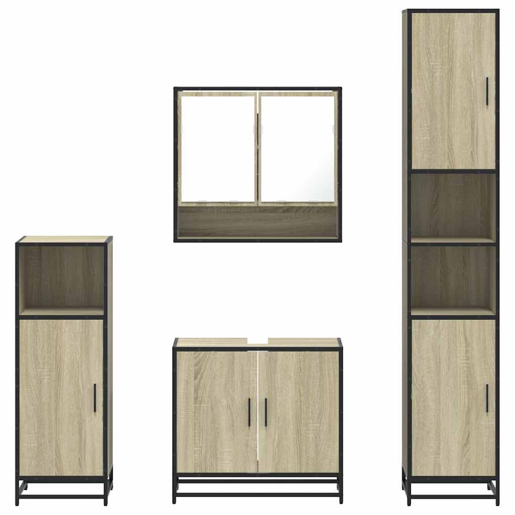 4 Piece Bathroom Furniture Set Engineered Wood