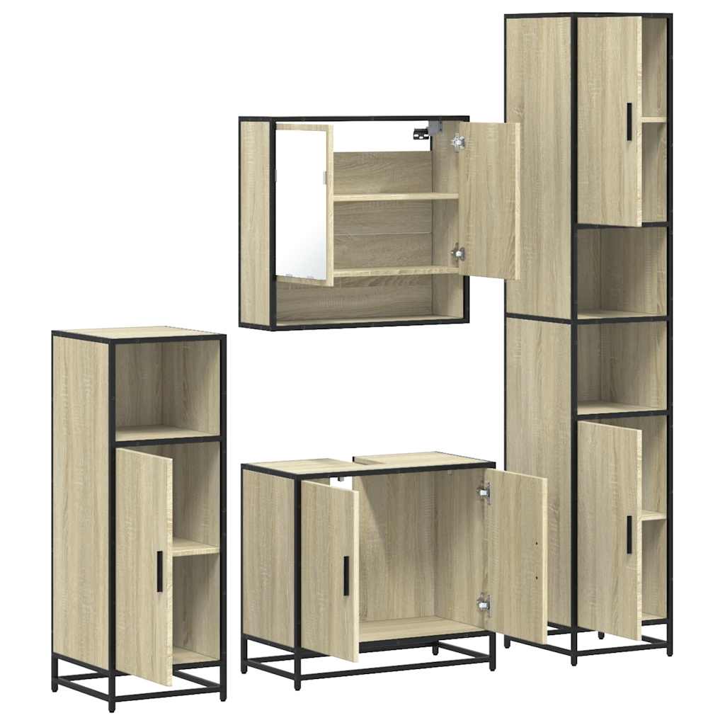 4 Piece Bathroom Furniture Set Engineered Wood