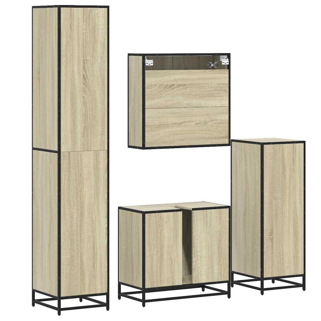 4 Piece Bathroom Furniture Set Engineered Wood