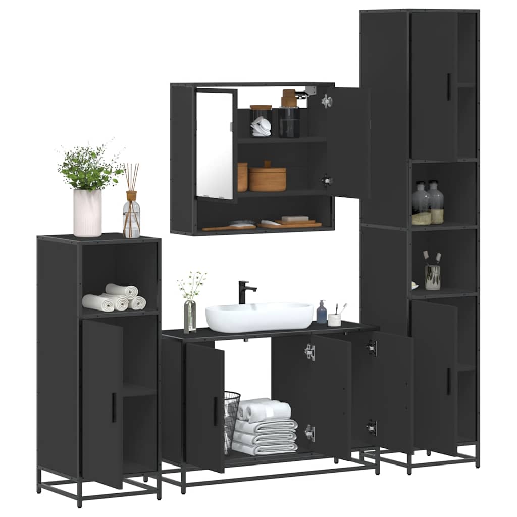 4 Piece Bathroom Furniture Set Engineered Wood