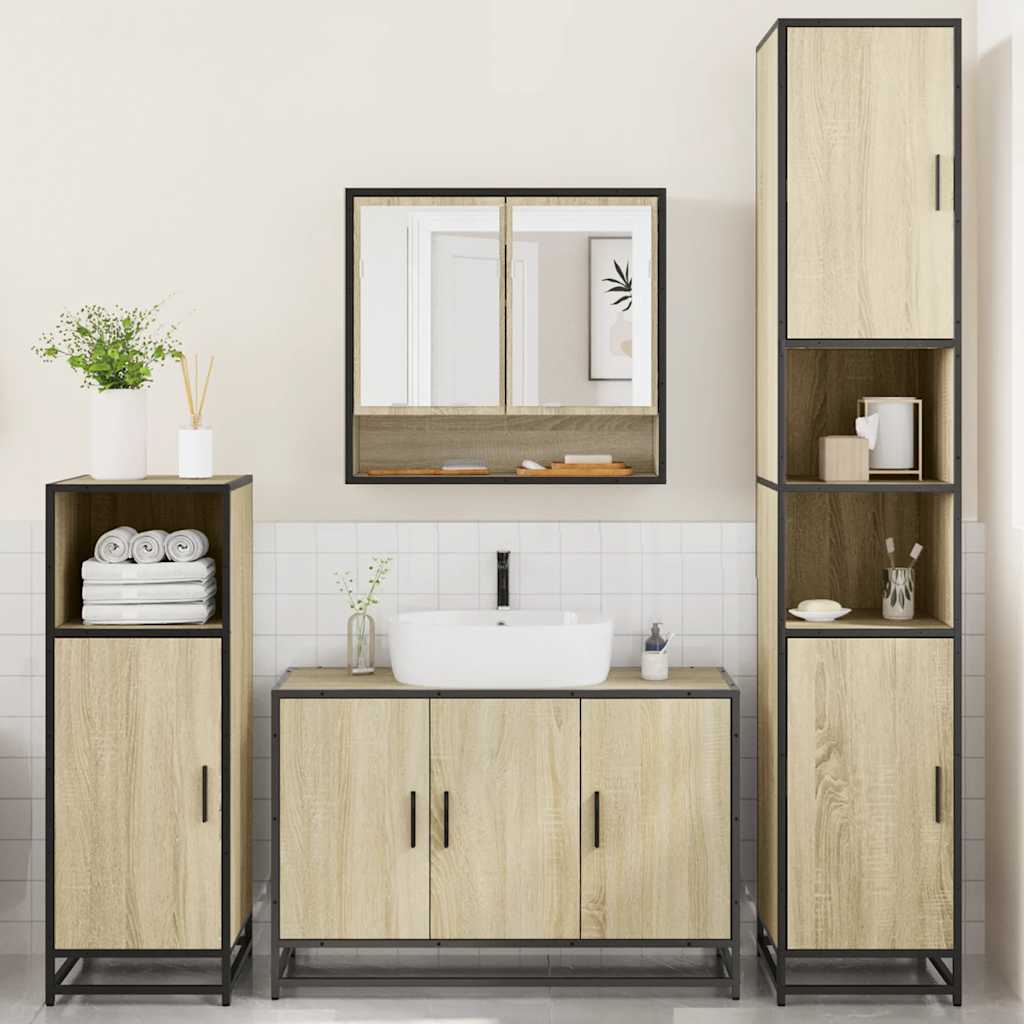 4 Piece Bathroom Furniture Set Engineered Wood