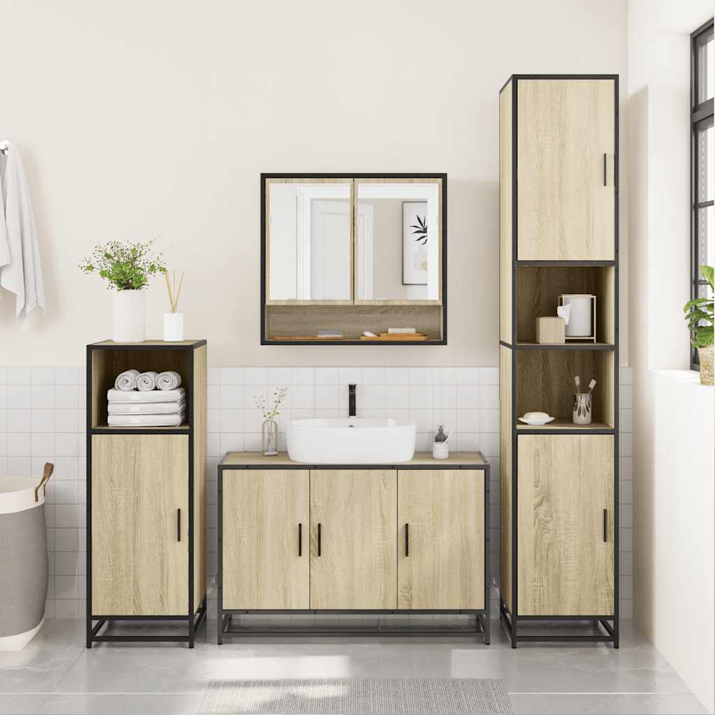 4 Piece Bathroom Furniture Set Engineered Wood