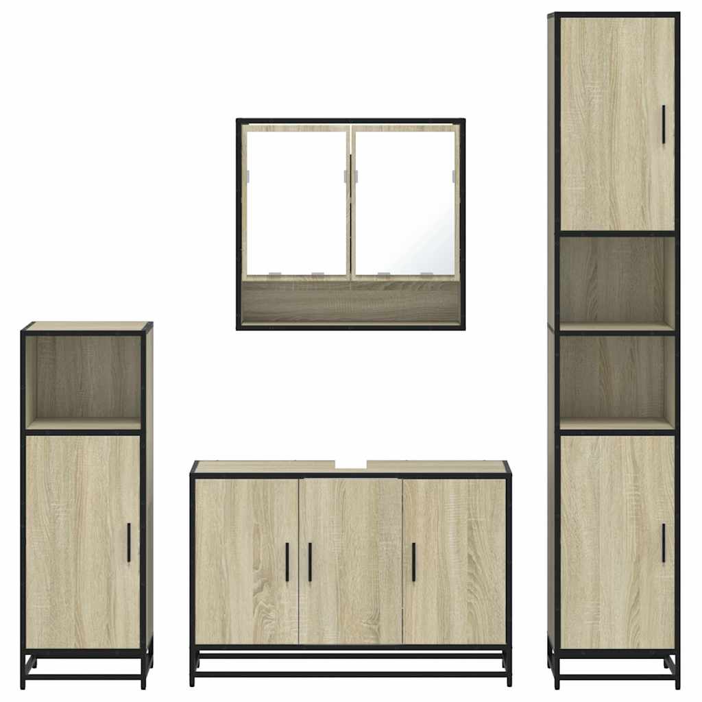 4 Piece Bathroom Furniture Set Engineered Wood