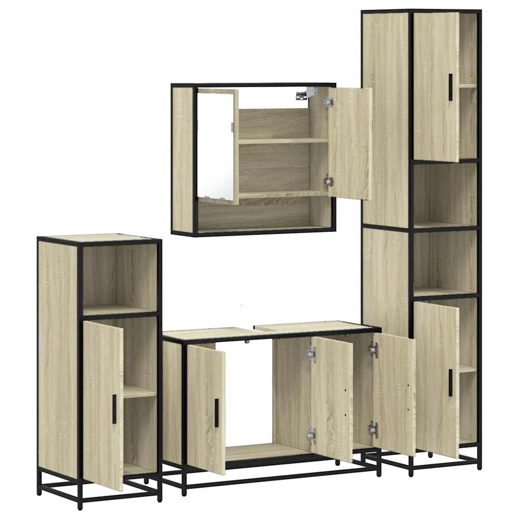 4 Piece Bathroom Furniture Set Engineered Wood