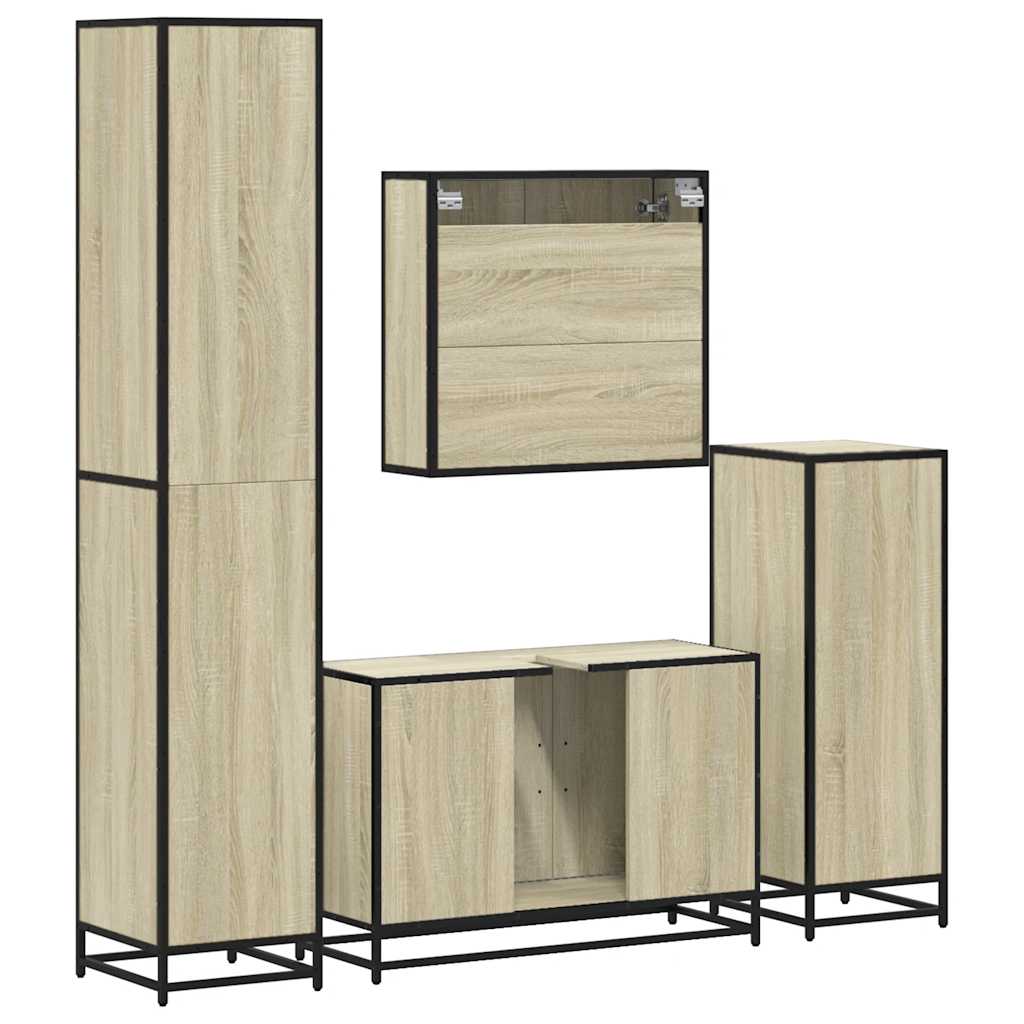4 Piece Bathroom Furniture Set Engineered Wood