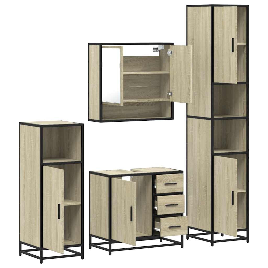 4 Piece Bathroom Furniture Set Engineered Wood