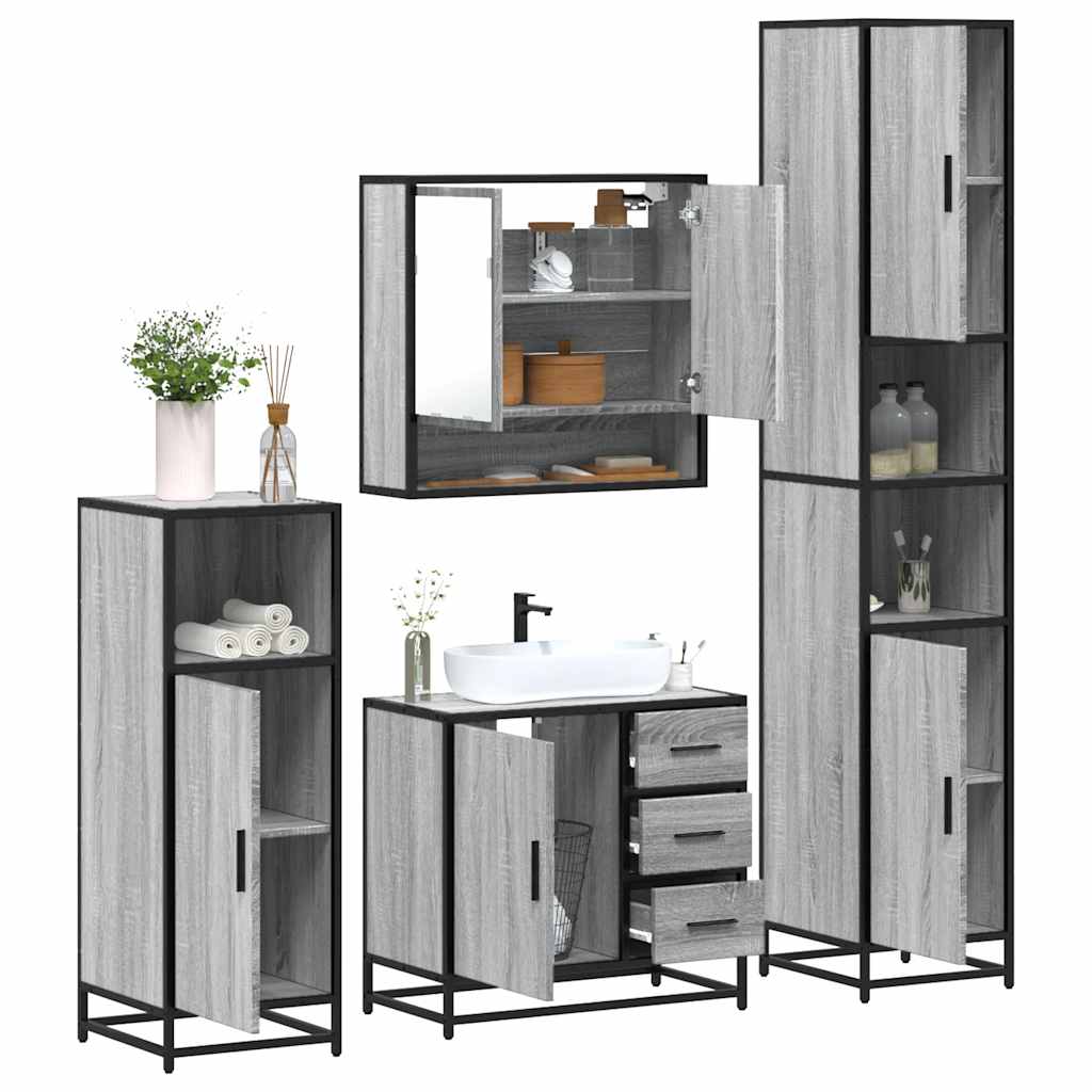 4 Piece Bathroom Furniture Set Engineered Wood