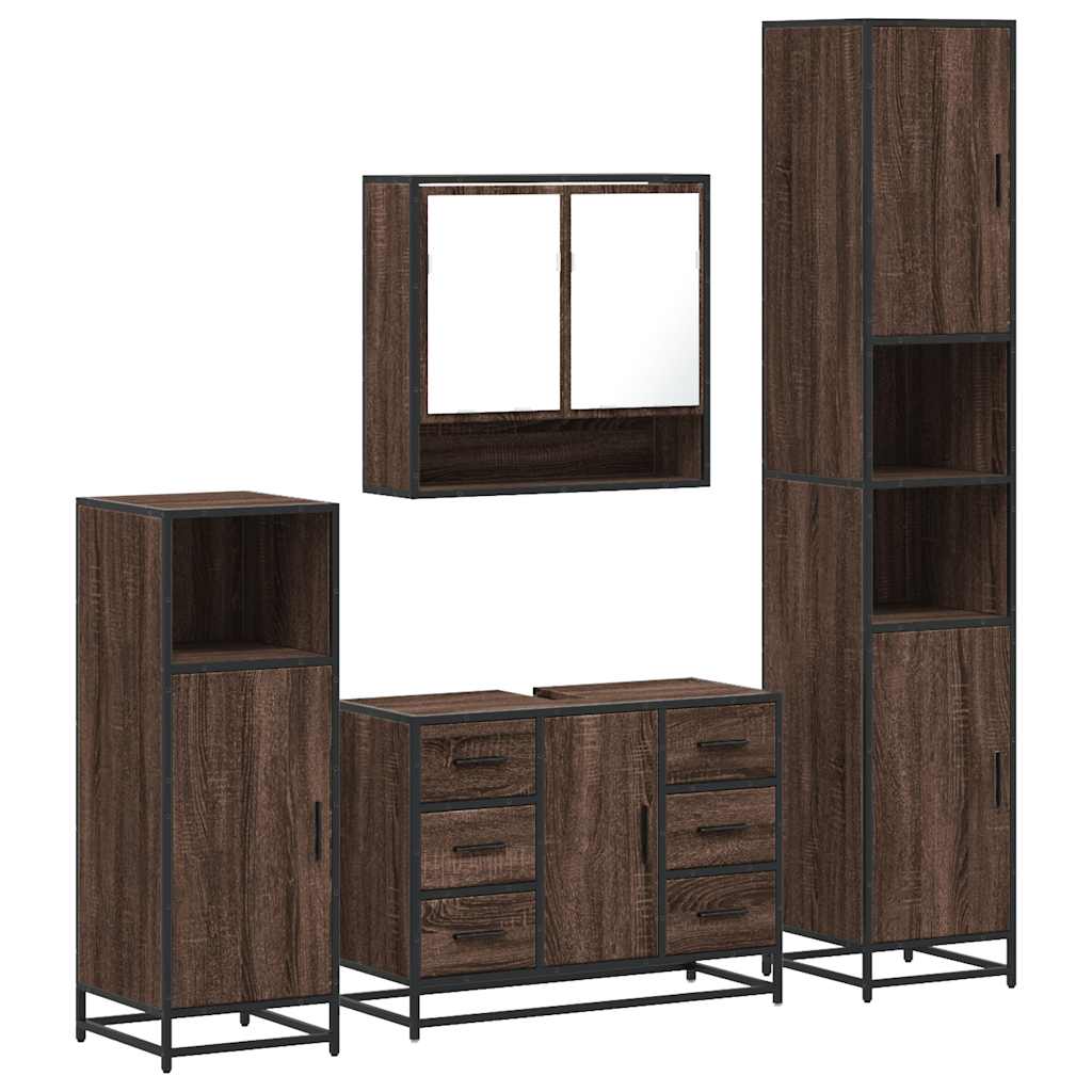 4 Piece Bathroom Furniture Set Engineered Wood