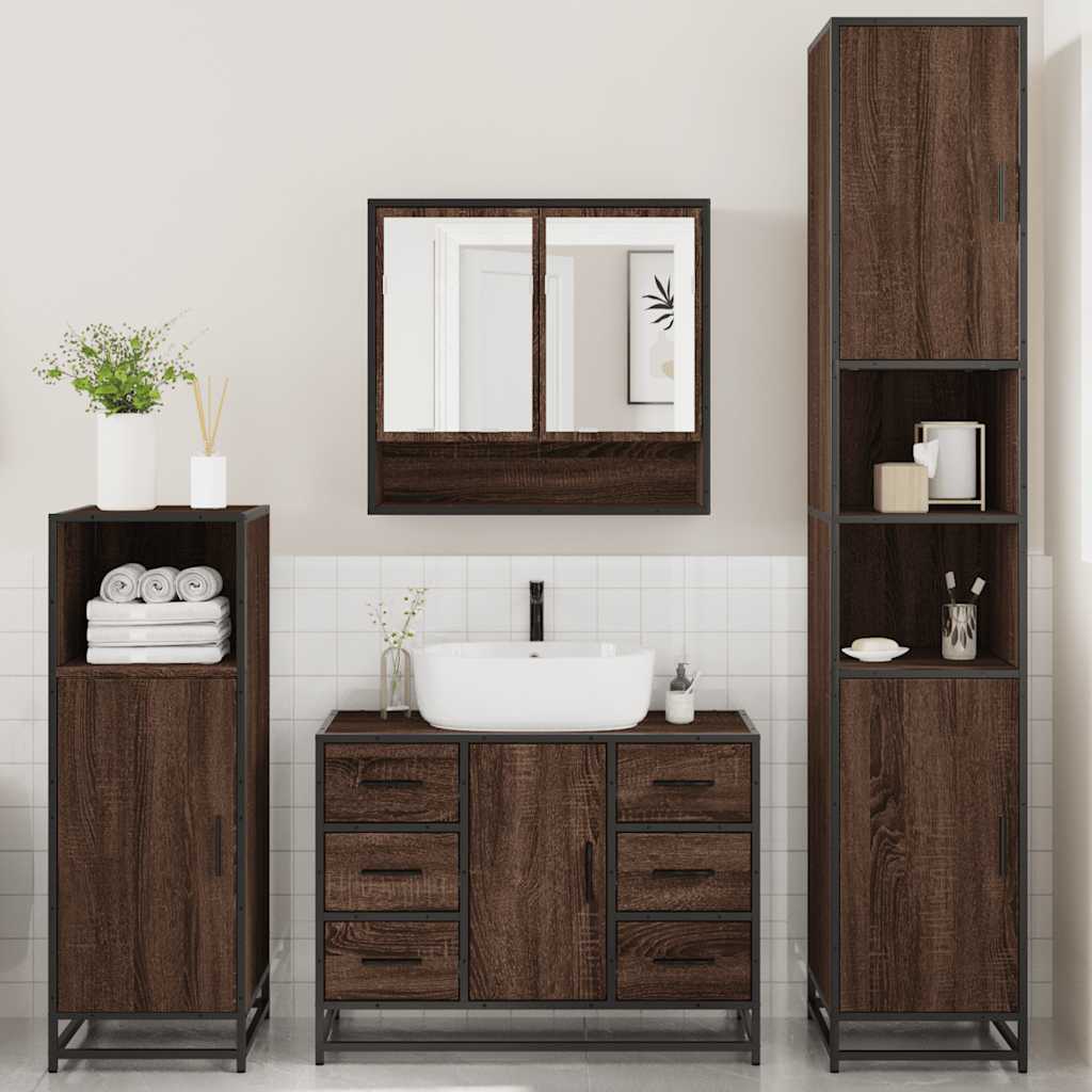 4 Piece Bathroom Furniture Set Engineered Wood