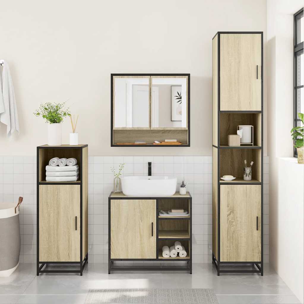 4 Piece Bathroom Furniture Set Engineered Wood