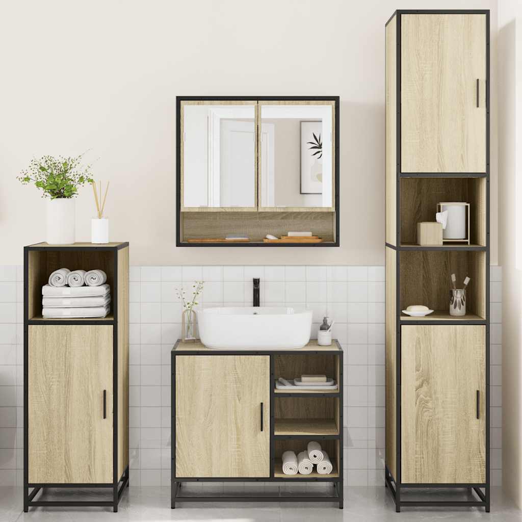 4 Piece Bathroom Furniture Set Engineered Wood
