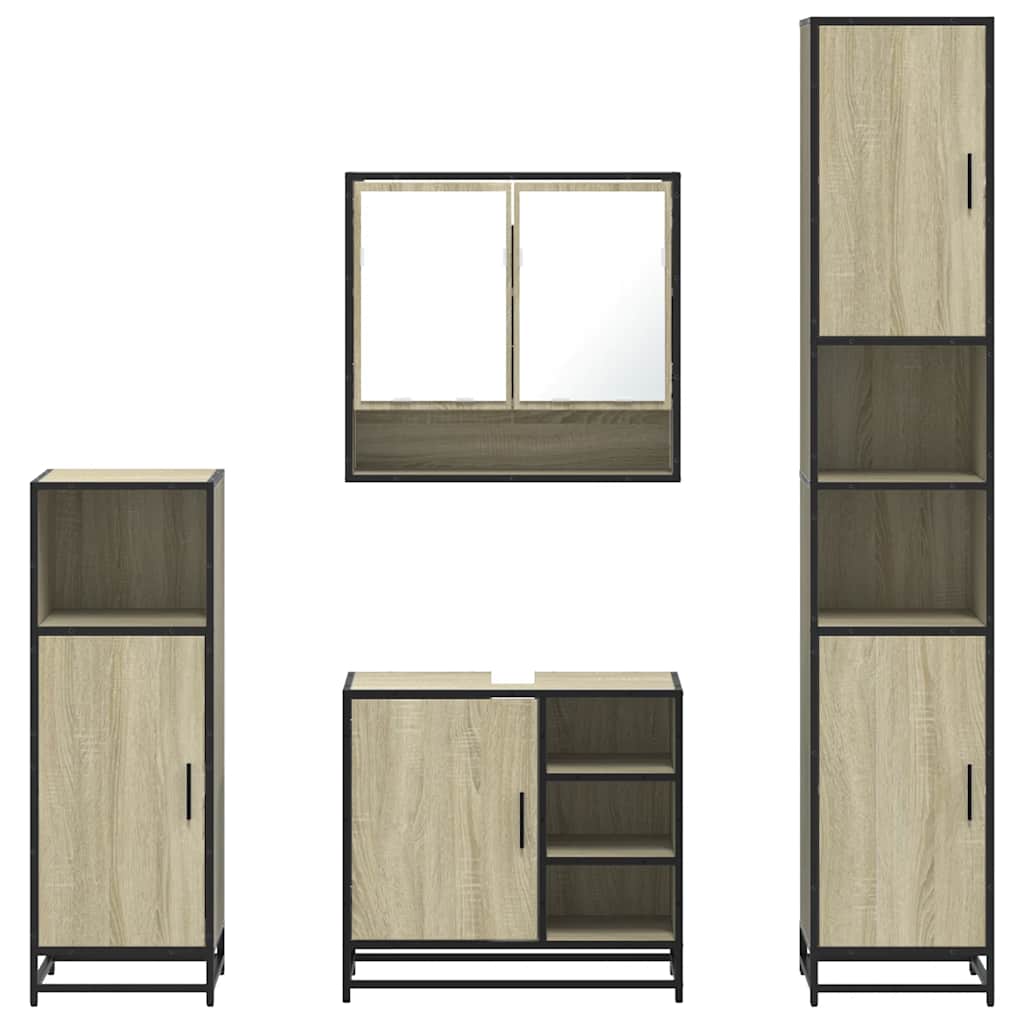 4 Piece Bathroom Furniture Set Engineered Wood