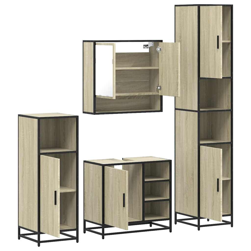 4 Piece Bathroom Furniture Set Engineered Wood