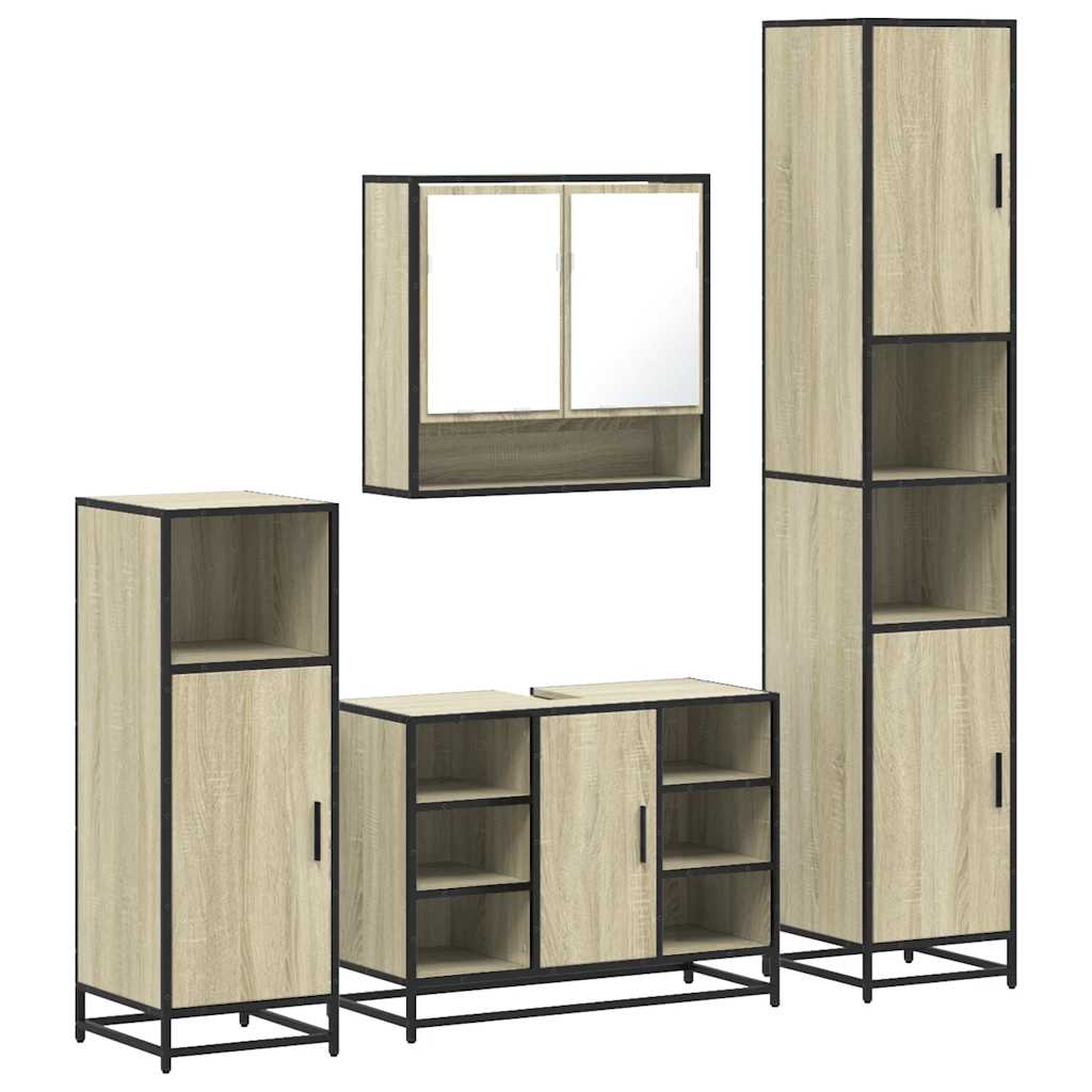 4 Piece Bathroom Furniture Set Engineered Wood