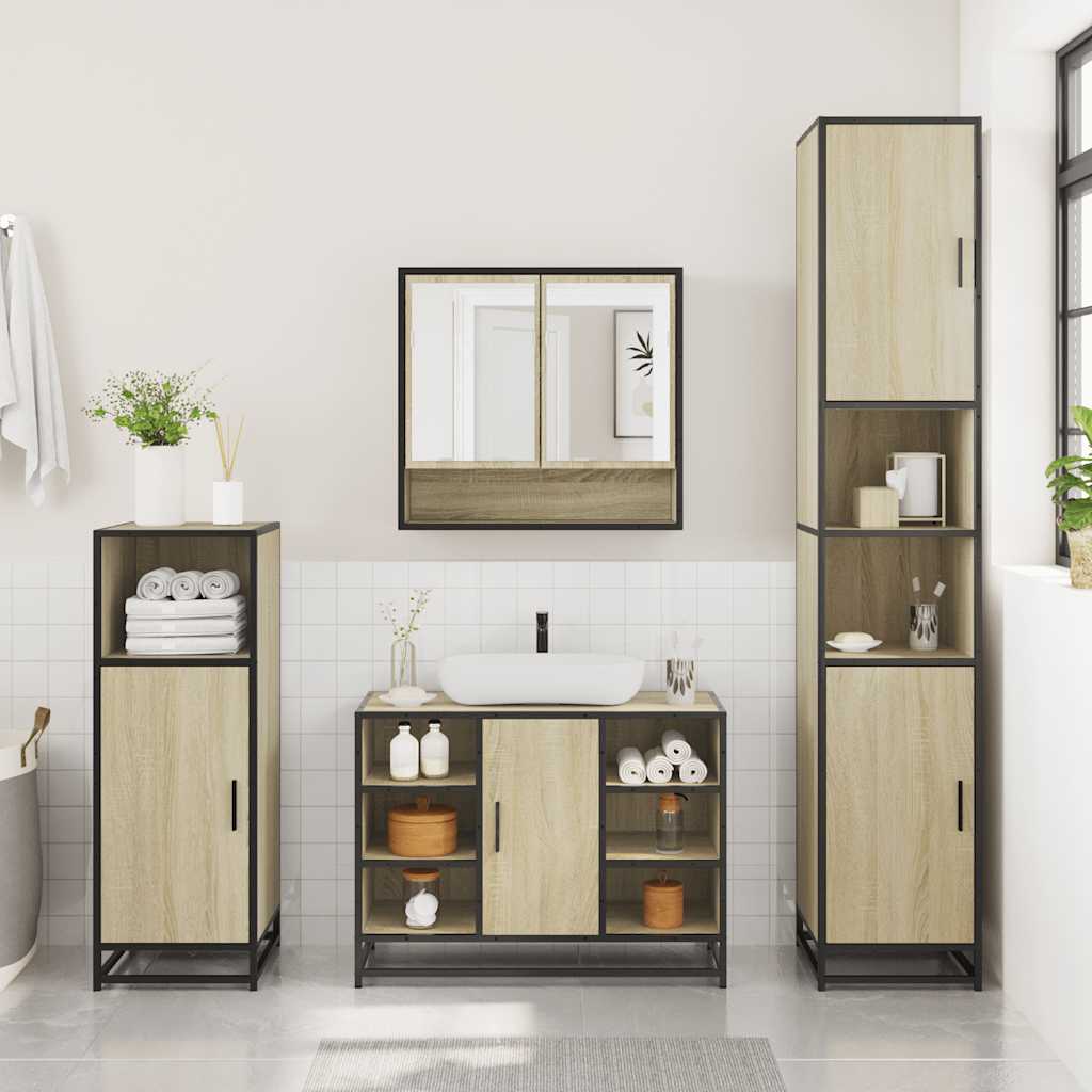 4 Piece Bathroom Furniture Set Engineered Wood