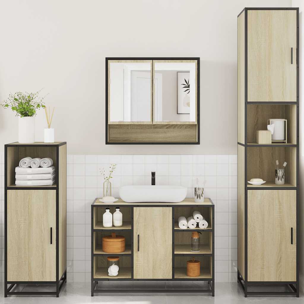 4 Piece Bathroom Furniture Set Engineered Wood