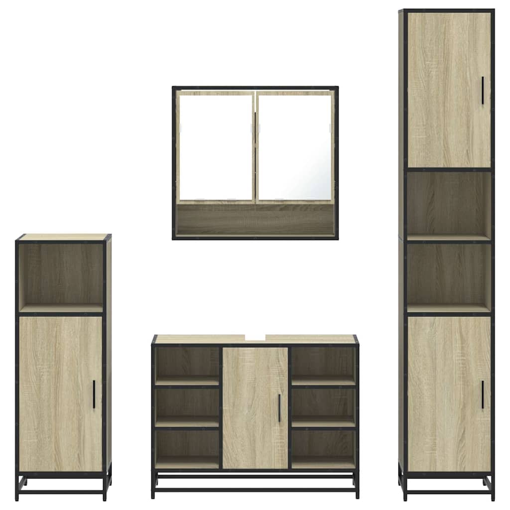 4 Piece Bathroom Furniture Set Engineered Wood