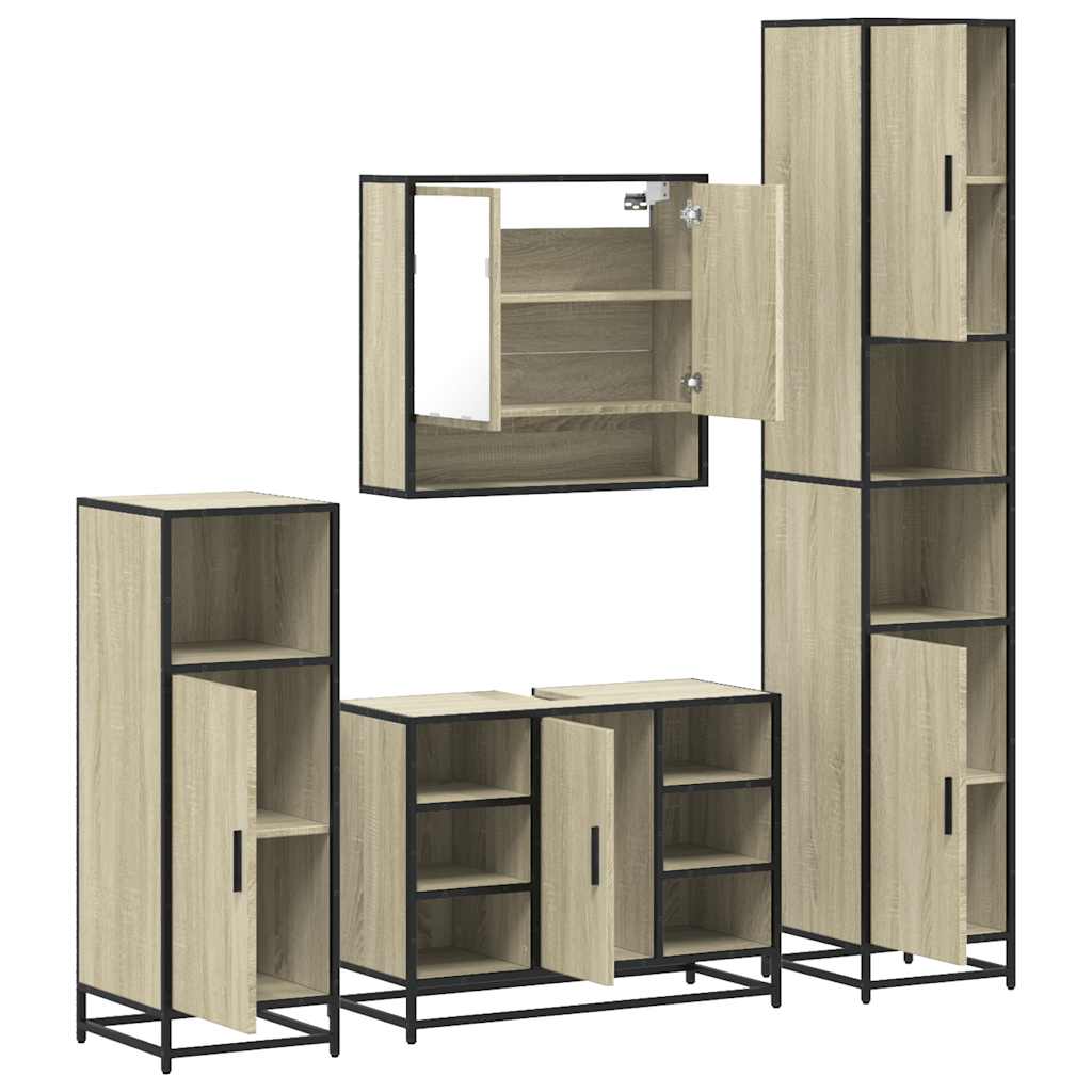 4 Piece Bathroom Furniture Set Engineered Wood