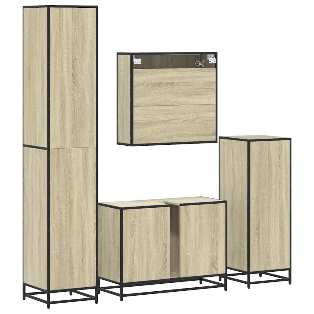 4 Piece Bathroom Furniture Set Engineered Wood