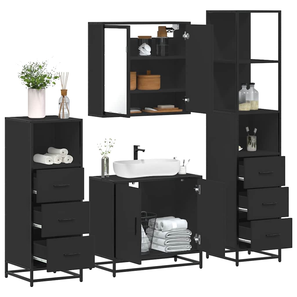 4 Piece Bathroom Furniture Set Engineered Wood