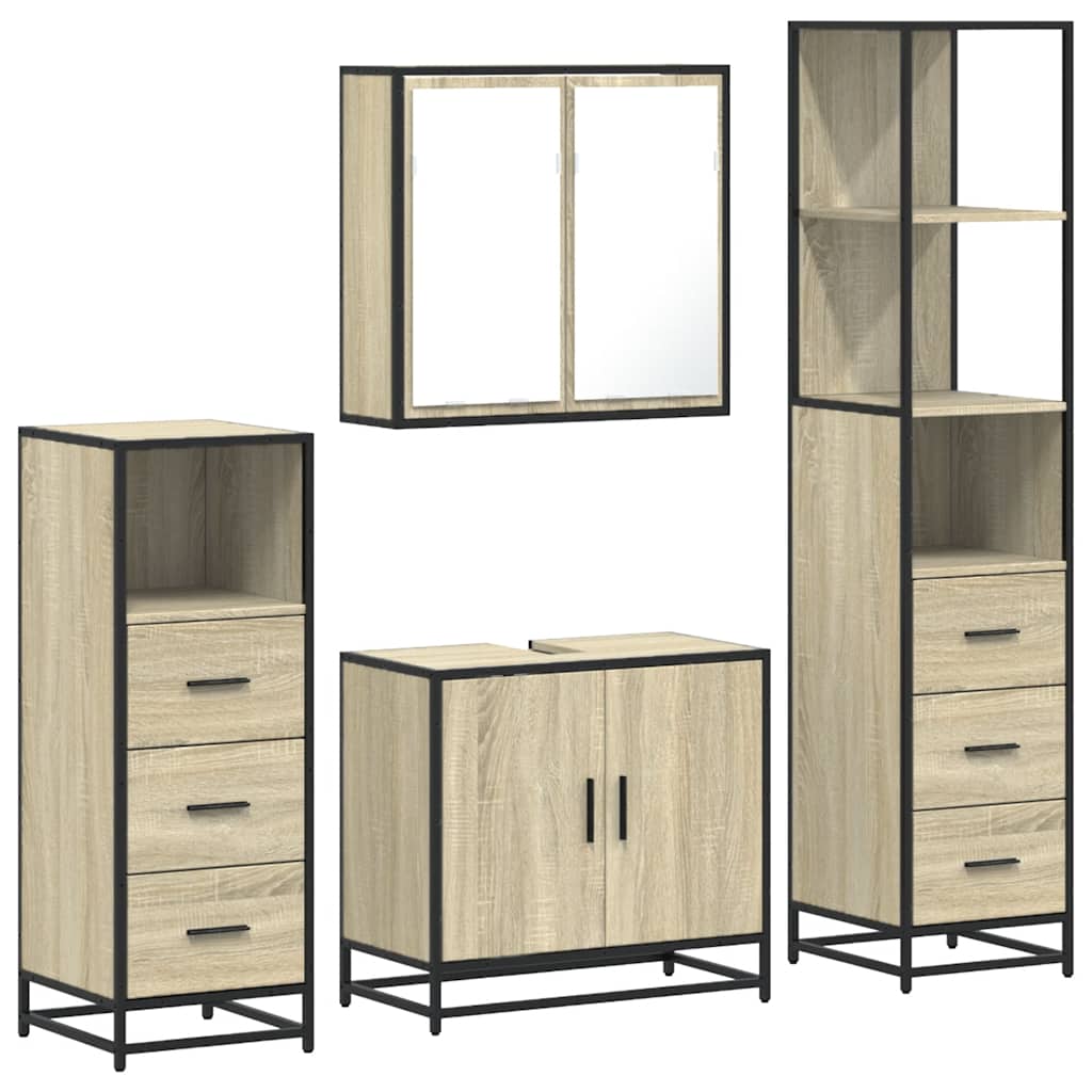 4 Piece Bathroom Furniture Set Engineered Wood
