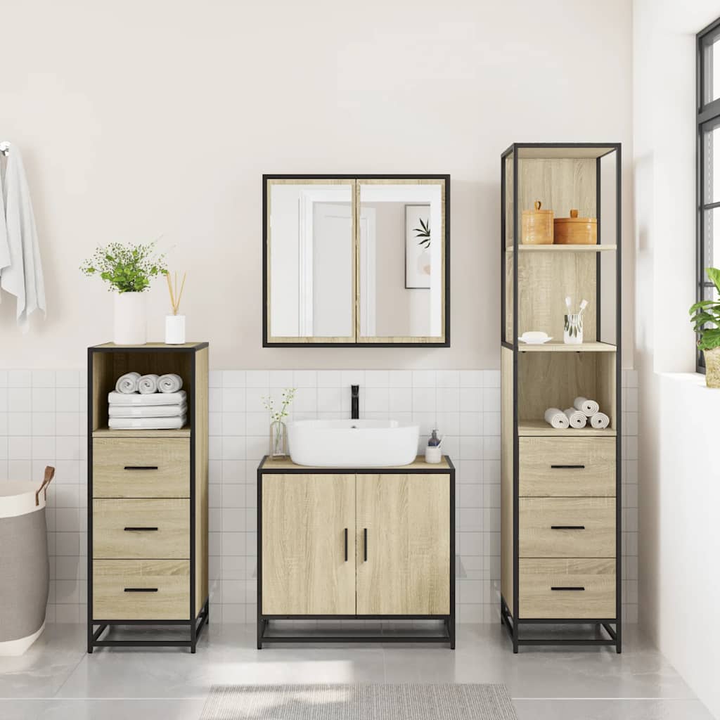 4 Piece Bathroom Furniture Set Engineered Wood